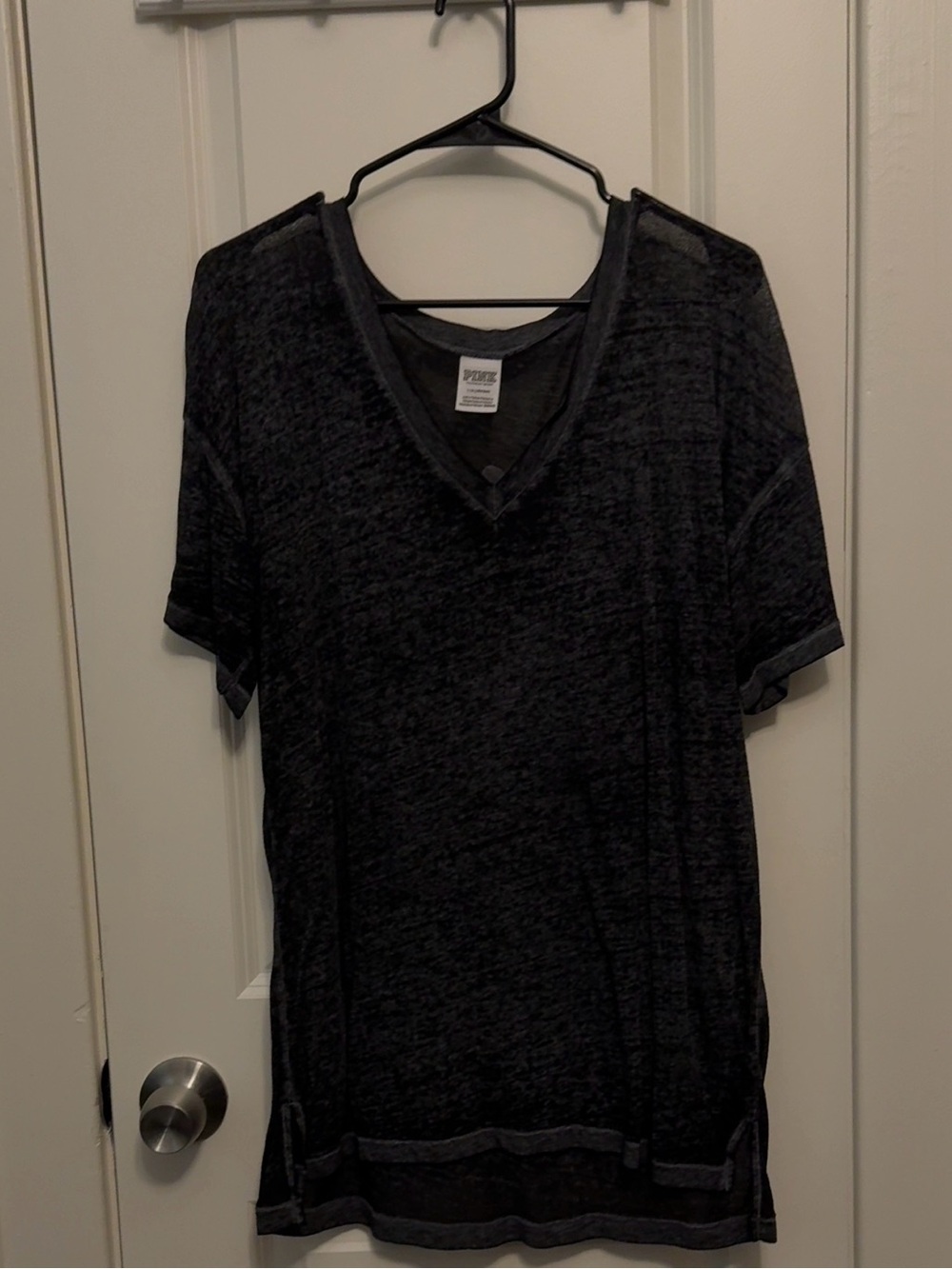 Victoria’s Secret PINK black burnout tshirt, size L.